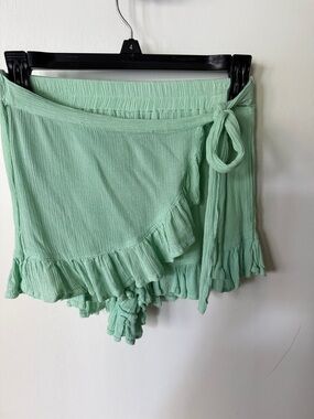 Light Green Girls' Ruffle Skort with Side Tie
